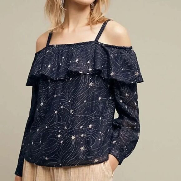 Anthro Floreat Starlit Off Shoulder Star Top - Picture 1 of 13